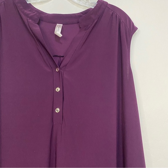 PERSEPTION WOMEN Purple Tank Top V Neck Blouse Gold Buttons Plus Size 3X - Picture 3 of 9